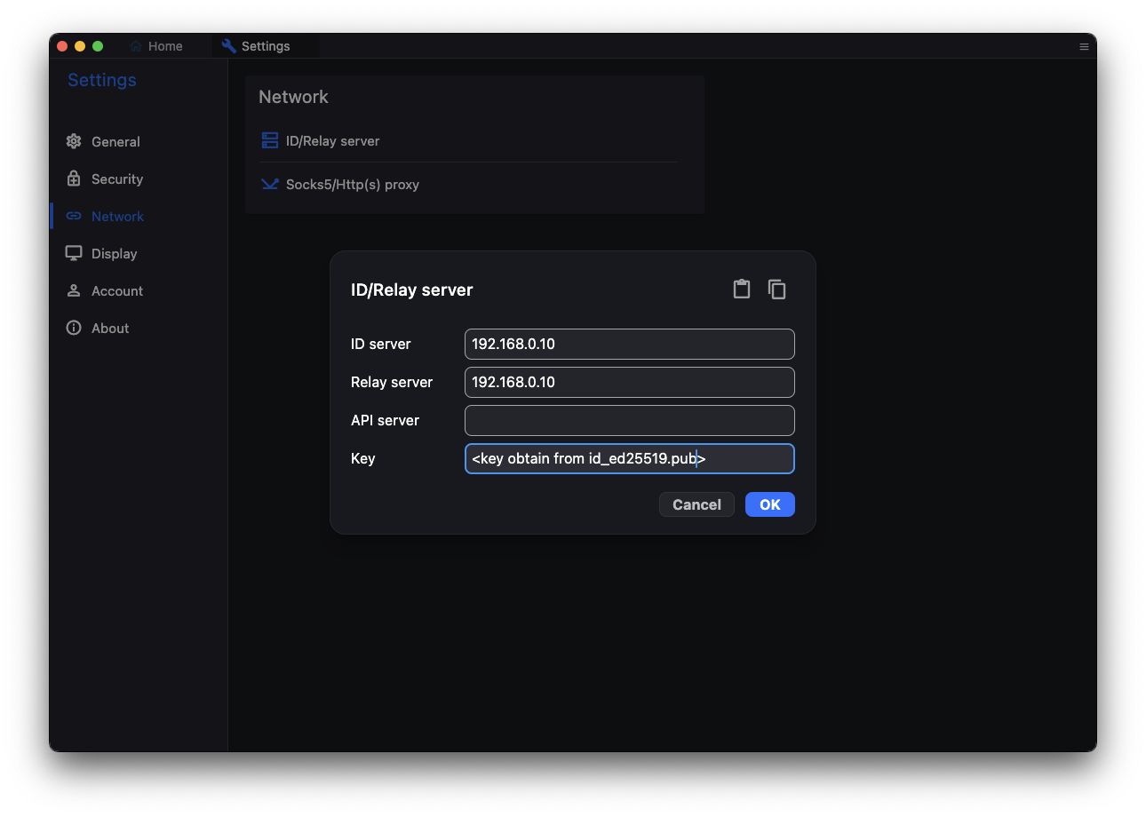 Network settings